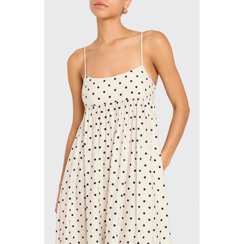 NEW AMANDA UPRICHARD wynwood polka dot midi dress in beige/black - Picture 3 of 4